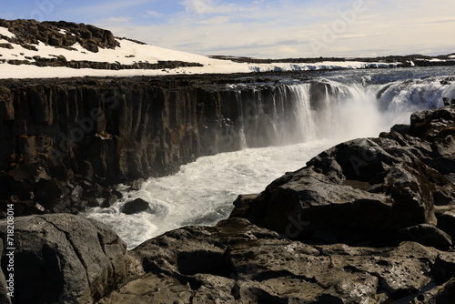 View on the Selfoss waterfall in the Vatnajökull National Park in Northeast Iceland