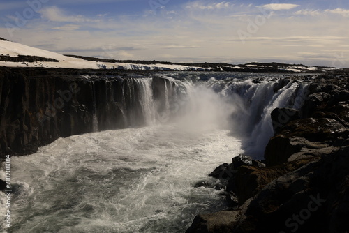 View on the Selfoss waterfall in the Vatnajökull National Park in Northeast Iceland