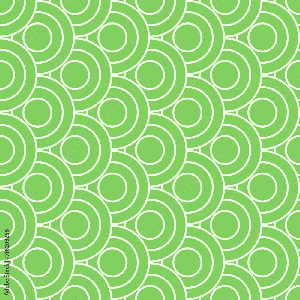 Green seamless background with circles and arcs, texture pattern for wallpaper and textile. Natural summer mosaic pattern of geometric shapes in trendy style. Green seamless background with circles and arcs, texture pattern for wallpaper and textile. Natural summer mosaic pattern of geometric shapes in trendy style.