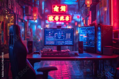 Gamer computer with led rgb lighting 