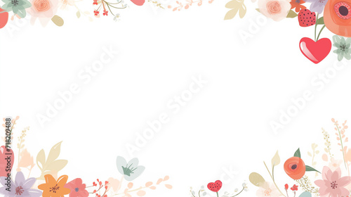 Beautiful floral frame with space for your text. Simple floral background paper with some grids for writing.