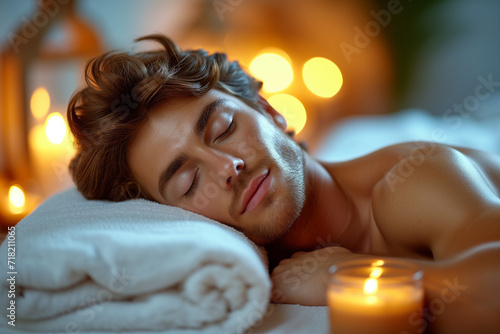 Tranquil man at a massage session
