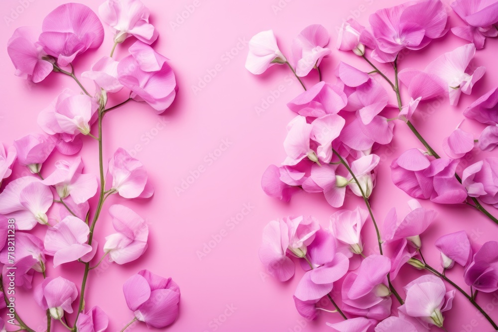 a close up of a bunch of pink flowers on a pink background with space for text or an image of a bunch of pink flowers on a pink background with space for text.