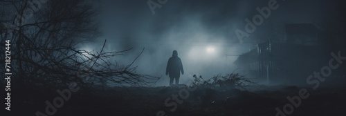 Mysterious man in the fog photo