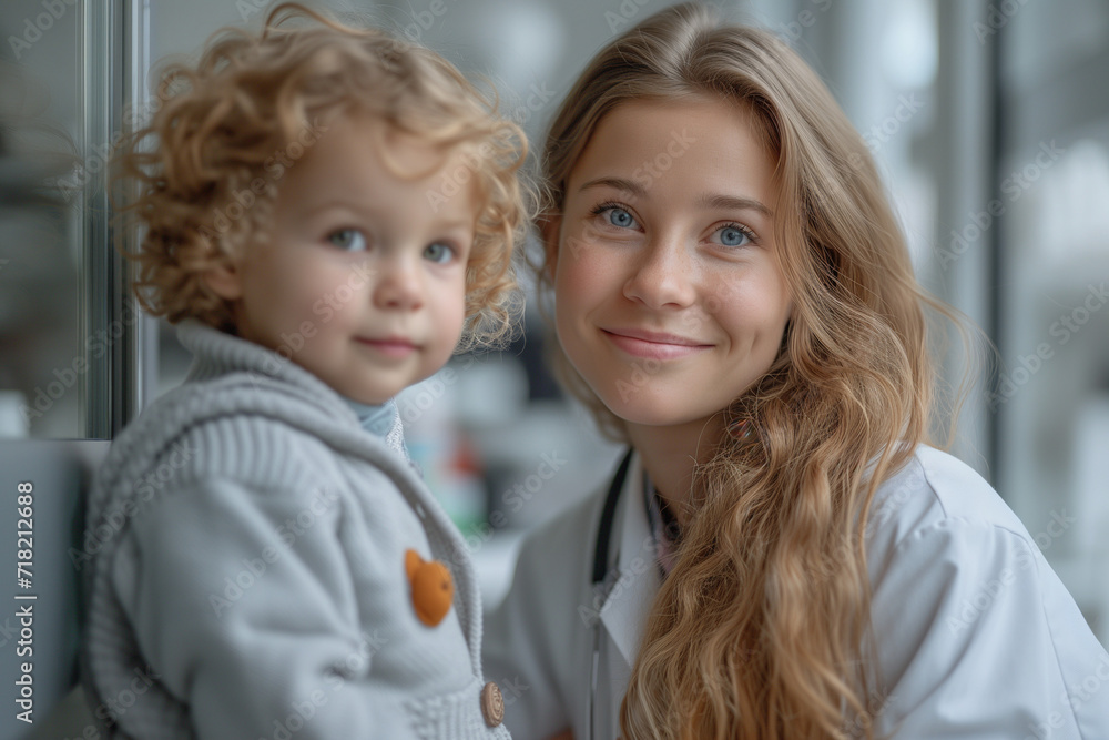 Doctor with a child in hospital. Paediatric medicine image Doctor with a child in hospital. Paediatric medicine image