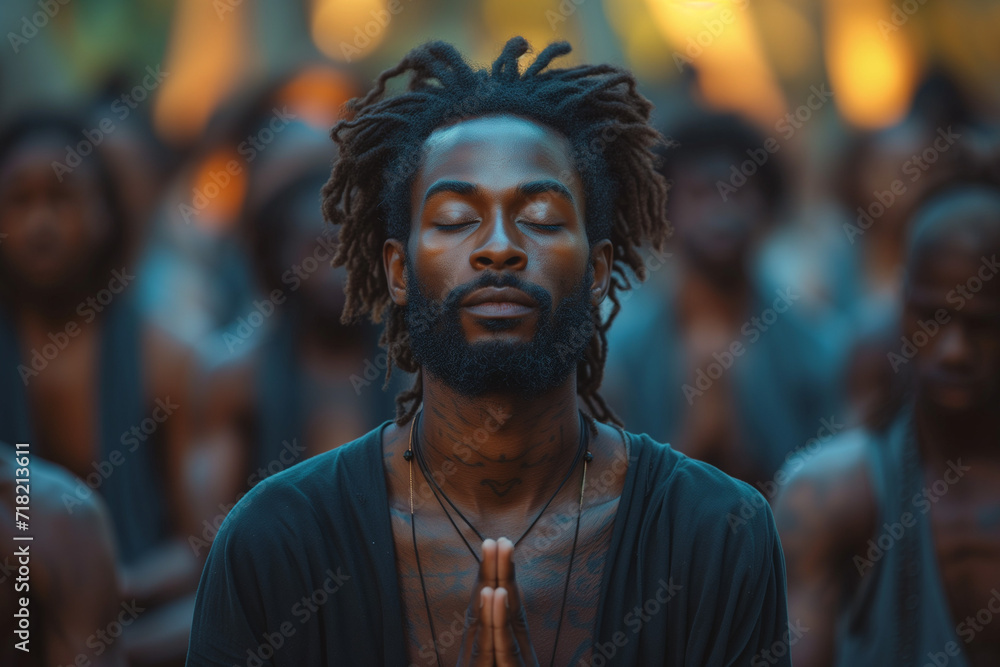 Calm person meditating and contemplating Calm person meditating and contemplating