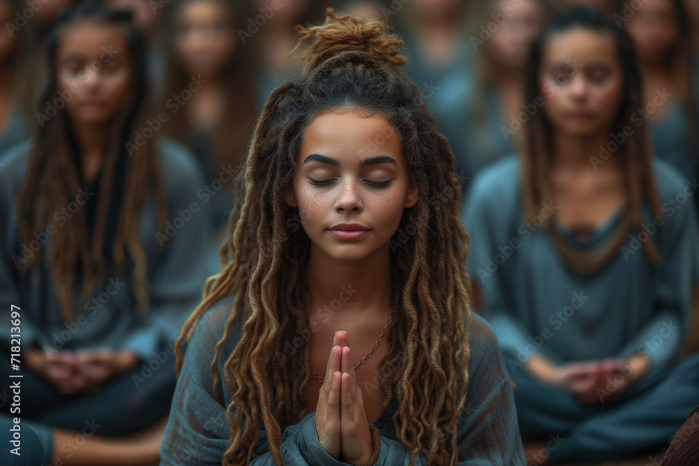 Calm person meditating and contemplating