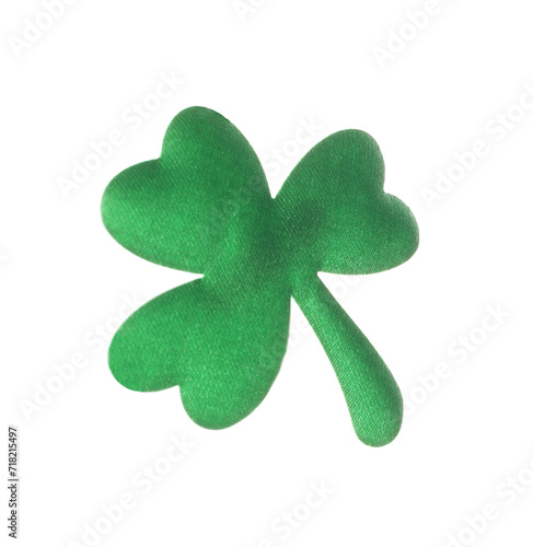 Decorative green clover leaf isolated on white. Saint Patrick's Day symbol