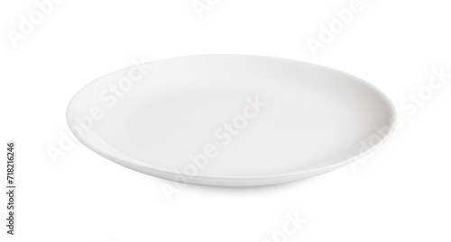 One empty ceramic plate isolated on white