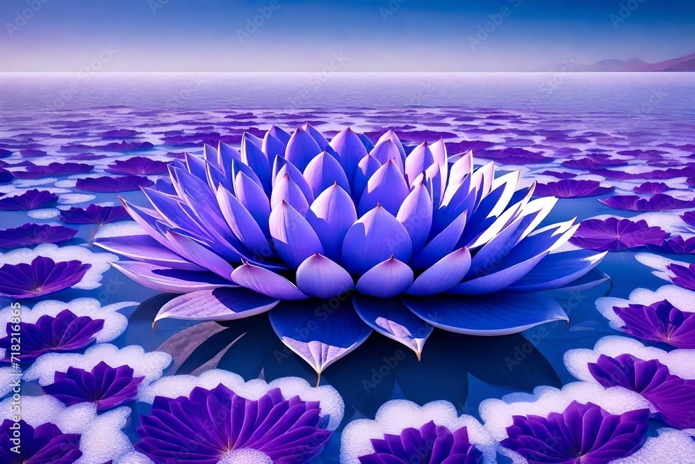 Obraz premium a huge purple snow lotus blooms with an exceptionally beautiful, dazzling, central symmetry,