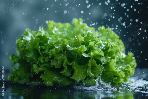 butter head lettuce falls under water with a splash. isolated on white background