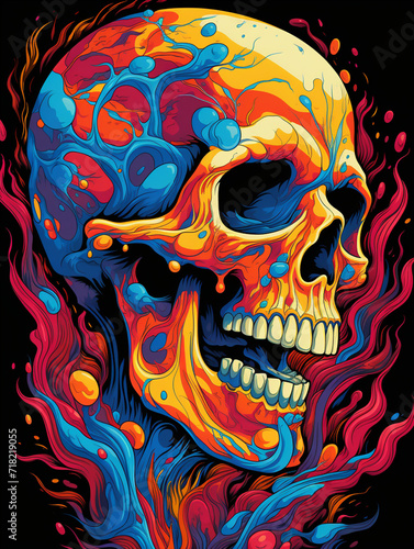 colourful skeleton, tshirt design сreated with Generative Ai