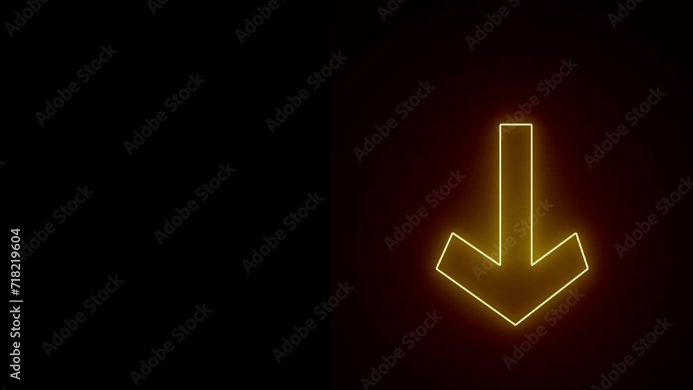 Down arrow three globe neon icon on black background. Down arrow three globe neon icon on black background.