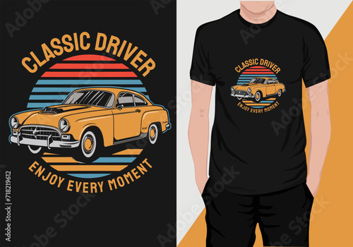 vintage retro car t-shirt design, Vintage Car T-Shirt