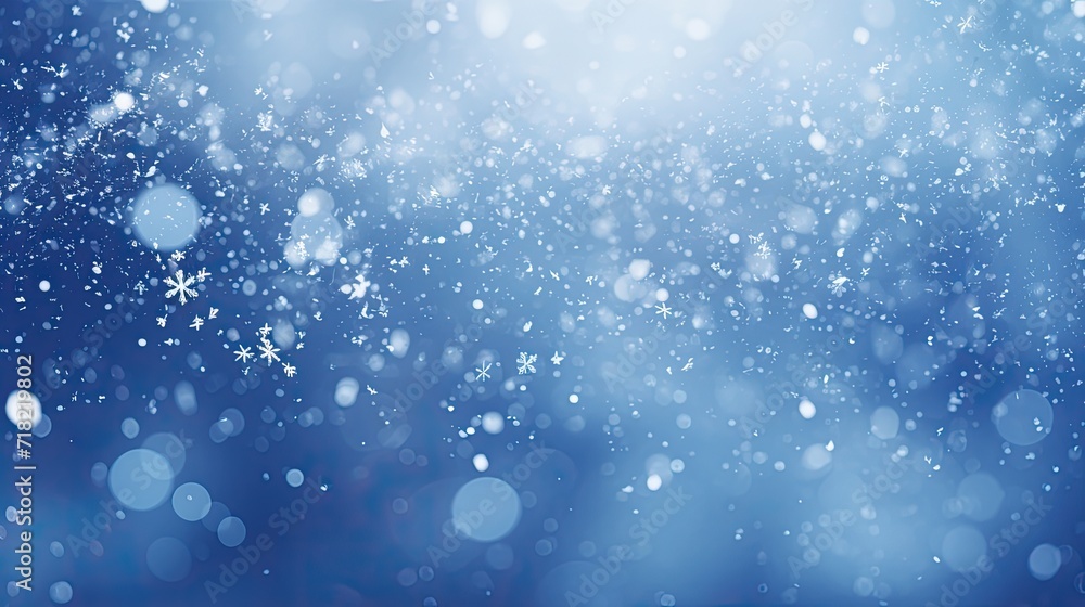 Falling snowflakes and Bokeh with white snow on a blue background Falling snowflakes and Bokeh with white snow on a blue background