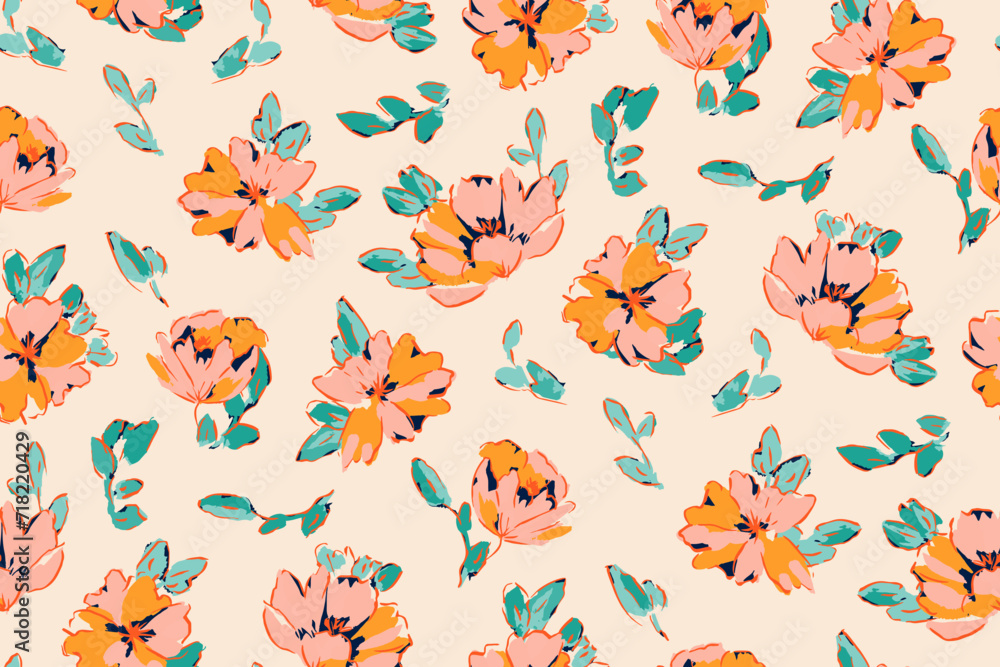 Seamless pattern with colorful pattern of abstract flowers Seamless pattern with colorful pattern of abstract flowers