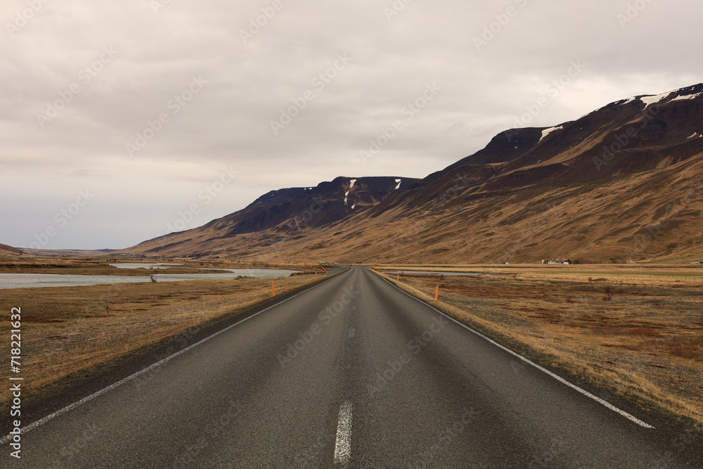 View on a road in the Northeastern Region of Iceland