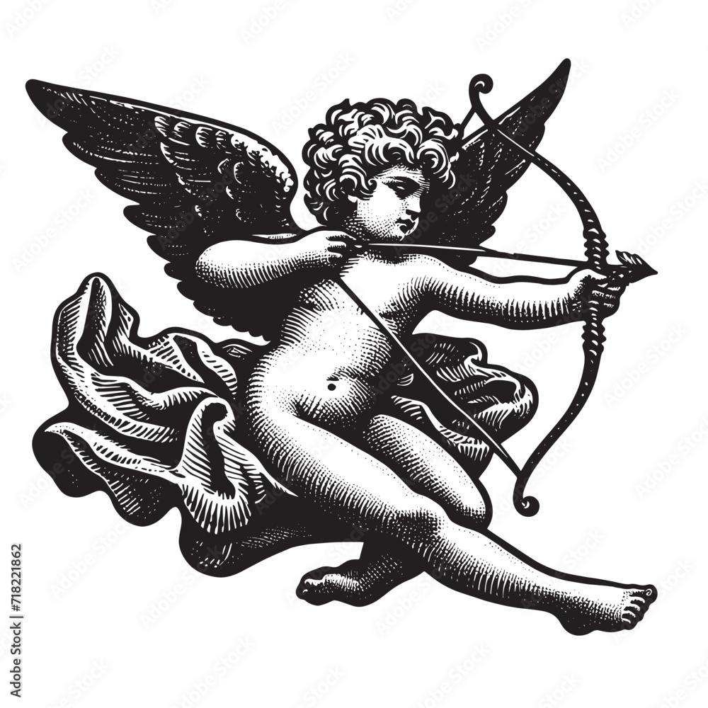 Fotografie Cute antique cupid with wings