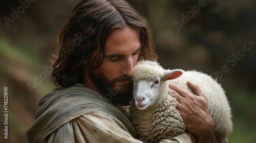 Jesus Christ with Easter Lamb - AI Generated