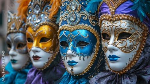 Colorful Carnival Masks on Display - AI Generated
