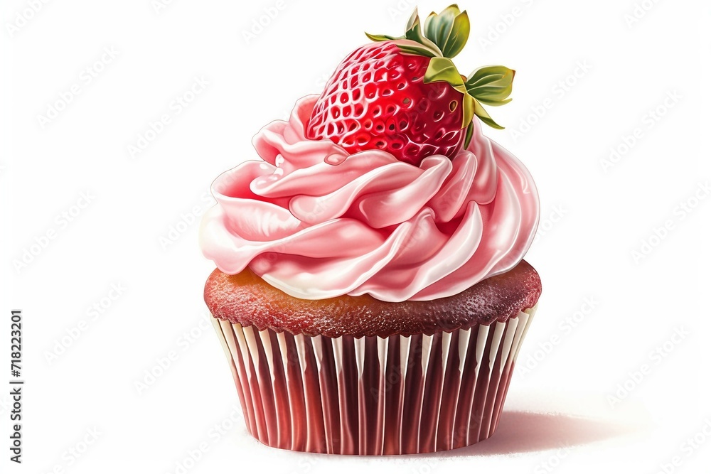 Strawberry Cupcake by Generative A.I. Strawberry Cupcake by Generative A.I.