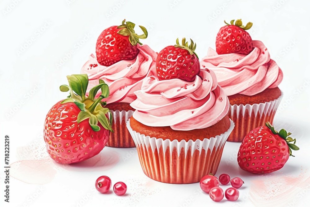 Strawberry Cupcake by Generative A.I.