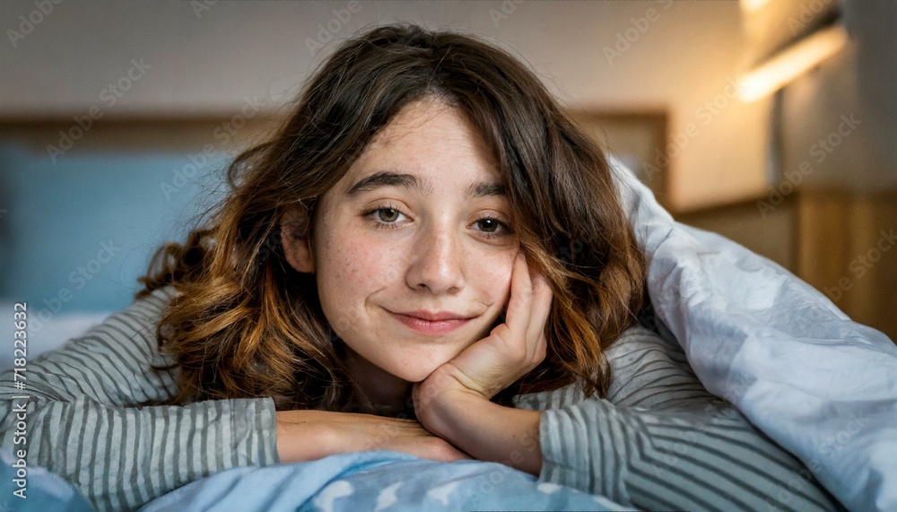 Raw emotion etched on the face of a woman in bed, reflecting the lonely struggle of depression Raw emotion etched on the face of a woman in bed, reflecting the lonely struggle of depression