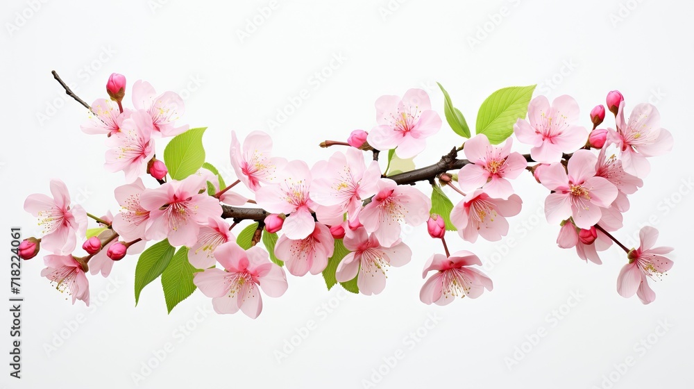 amazing banner with blooming tree branches on a white background.