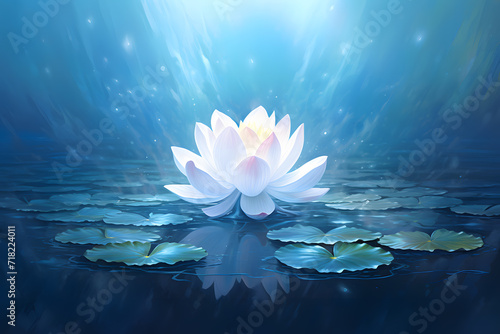 lotus flower in a blue pond