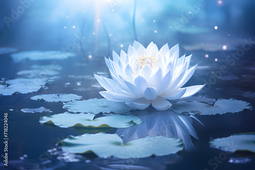 lotus flower in a blue pond photo