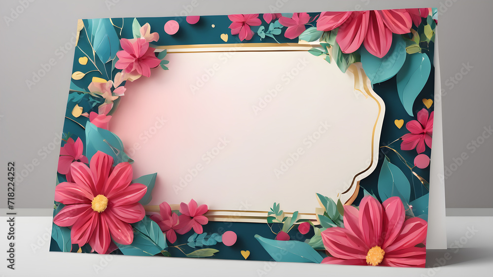 Floral design template with copyspace. Abstract modern floral background design template. AI generated image Floral design template with copyspace. Abstract modern floral background design template. AI generated image