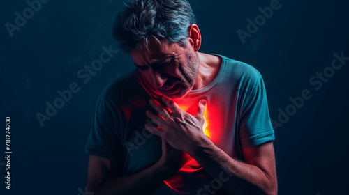 Wallpaper Mural A man clutching chest in pain, concept of heart attack.
 Torontodigital.ca