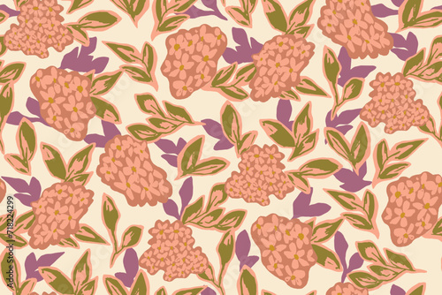Abstract floral seamless pattern. gouache painting