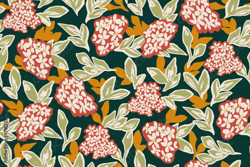 Abstract floral seamless pattern. gouache painting