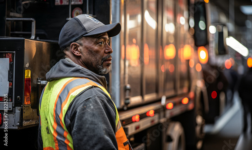 Truck Driver Embarks on New Trip by Entering Cab photo