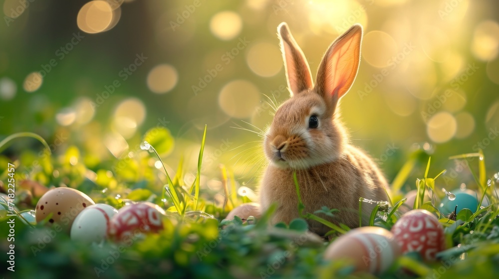 Easter Bunny and Easter Eggs - AI Generated