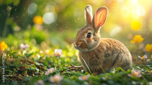 Easter Bunny in the Garden - AI Generated