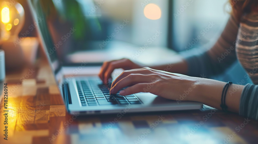 candidate thoughtfully typing a thank-you email on their laptop or tablet, possibly with a draft of the email visible on the screen candidate thoughtfully typing a thank-you email on their laptop or tablet, possibly with a draft of the email visible on the screen