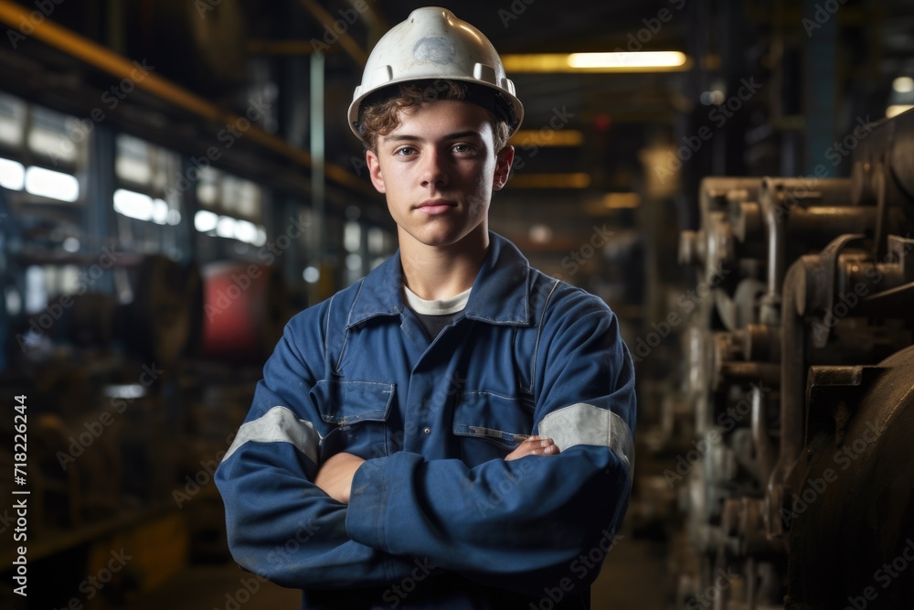 Portrait of Teenage Engineering Apprentice Training in a Factory for Engineering Portrait of Teenage Engineering Apprentice Training in a Factory for Engineering