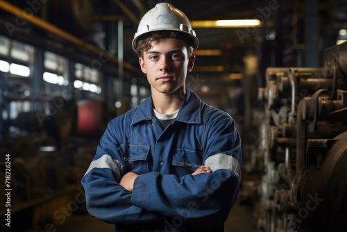 Portrait of Teenage Engineering Apprentice Training in a Factory for Engineering