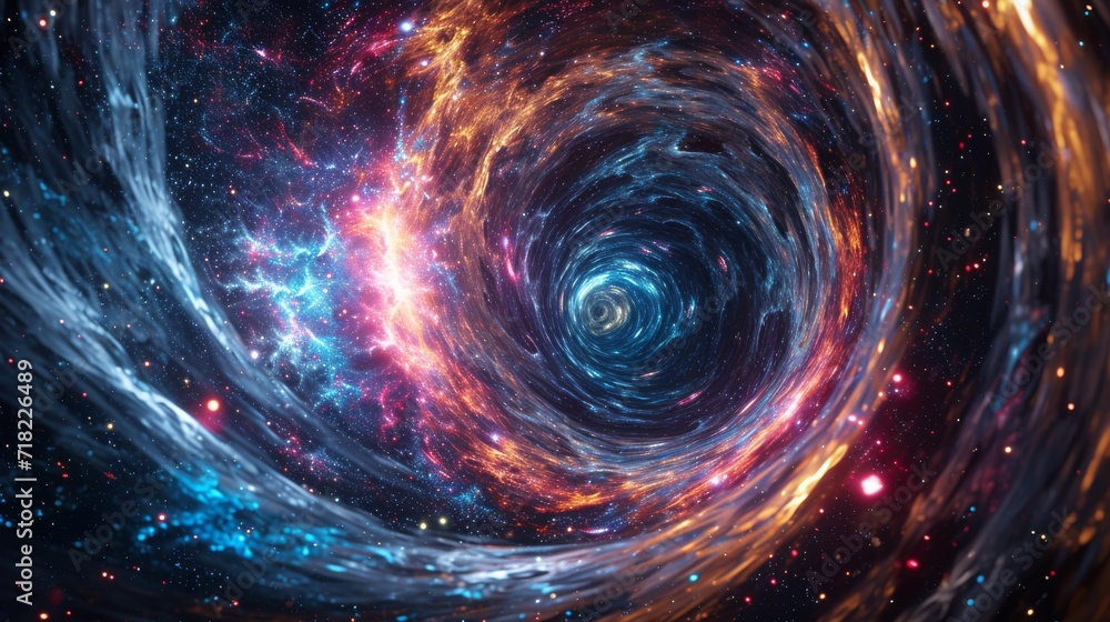 Spiral Galaxy With Stars in Background, Majestic Spiral Galaxy With Stars in Background, Majestic