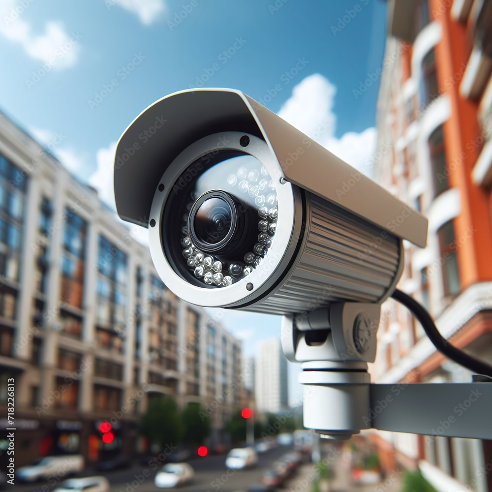 security camera on city street, outdoor photo with shallow depth of field security camera on city street, outdoor photo with shallow depth of field