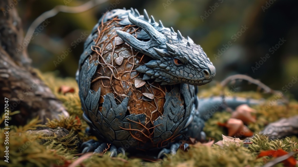 Mystical Dragon Egg in a Fantasy World - AI Generated