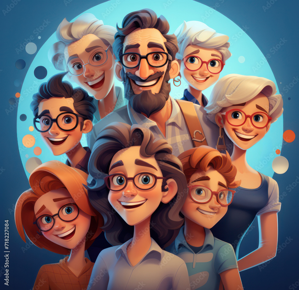 An avatar featuring smiling people of various ages, generative AI An avatar featuring smiling people of various ages, generative AI