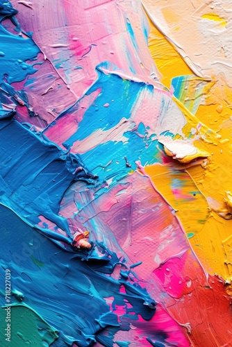 A close up of a vibrant and dynamic abstract painting. This image can be used to add a burst of color and energy to any creative project