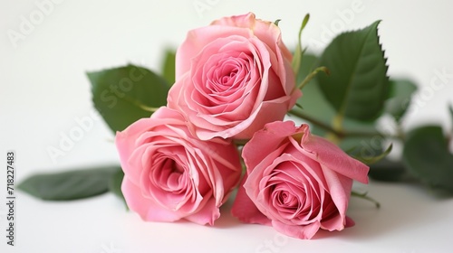 A bunch of pink roses sitting on top of a table. Perfect for floral arrangements or home decor