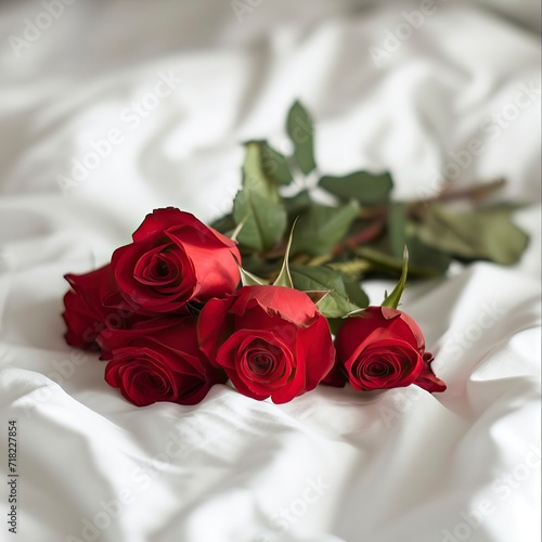 Morning Serenity with Red Roses on Pristine White