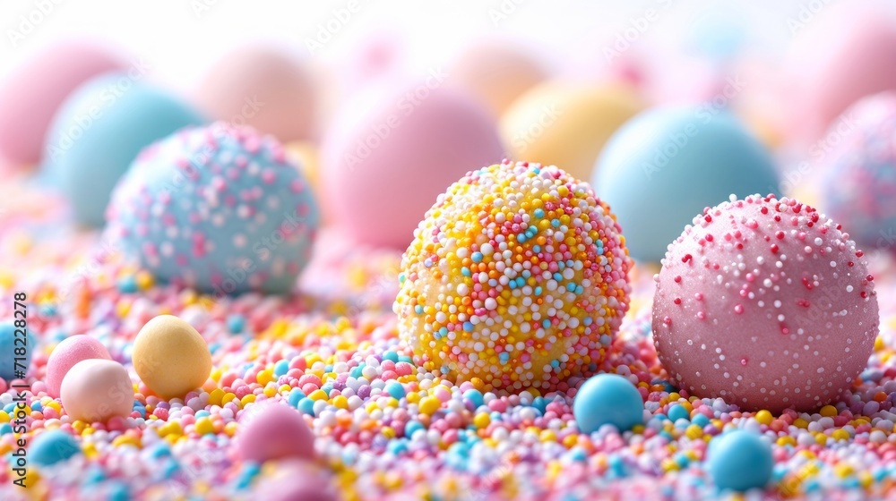 Colorful Easter Cake Sprinkles on White Background - AI Generated - AI Generated
