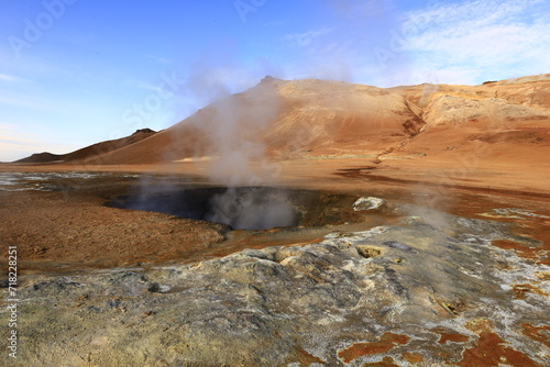 Hverar  nd is a hydrothermal site in Iceland with hot springs  fumaroles  mud ponds and very active solfatares. It is located in the north of Iceland