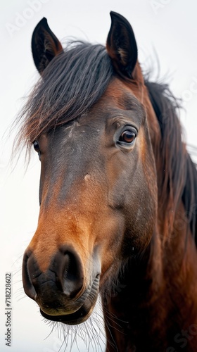 Close Up of Brown Horse With Black Mane